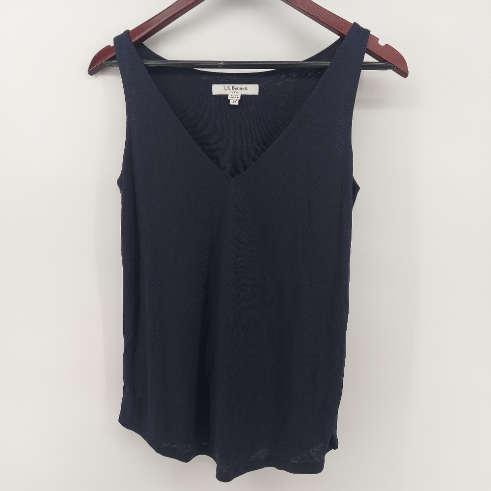 L.K.Bennett V Neck Tank Top Blue Lyocell Size XS